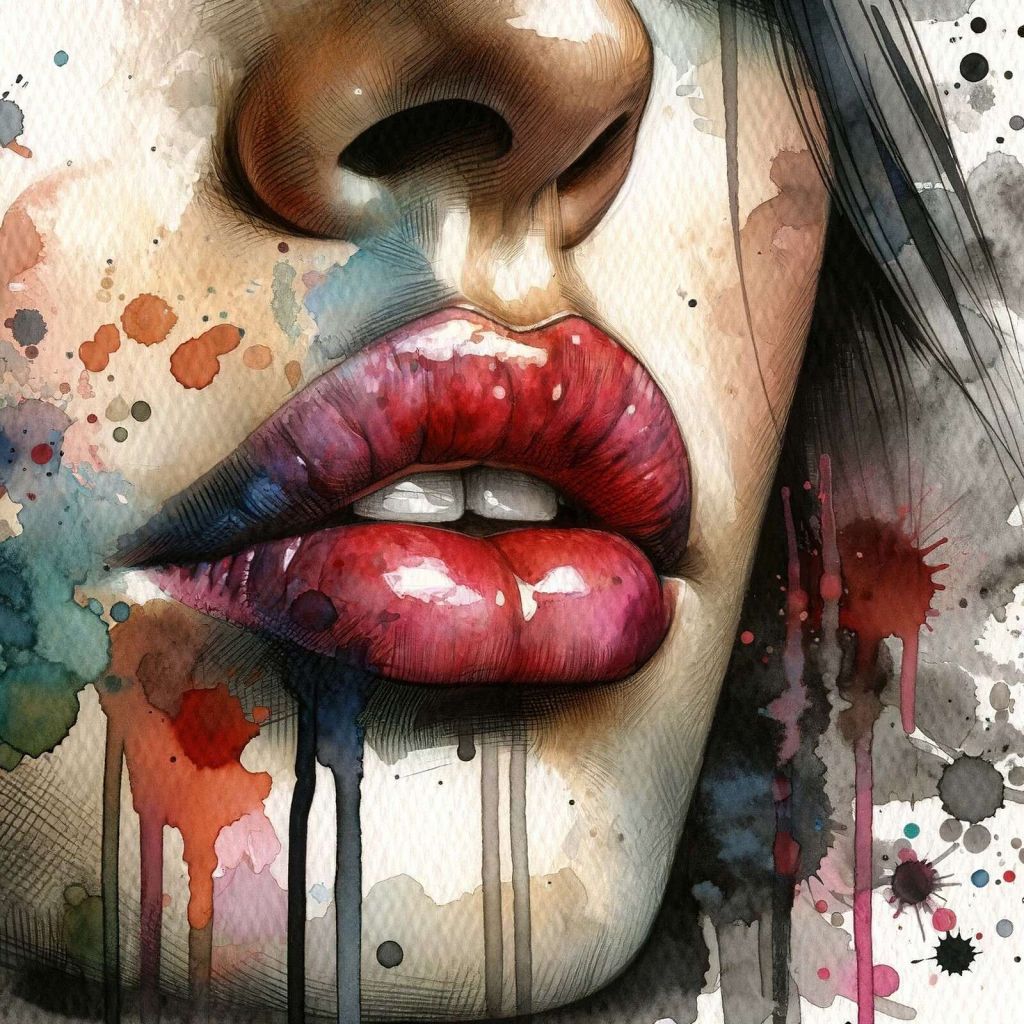 Watercolor Woman Lips #1