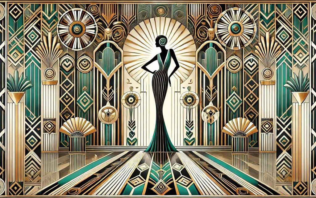 Vintage Elegance Scene in Art Deco