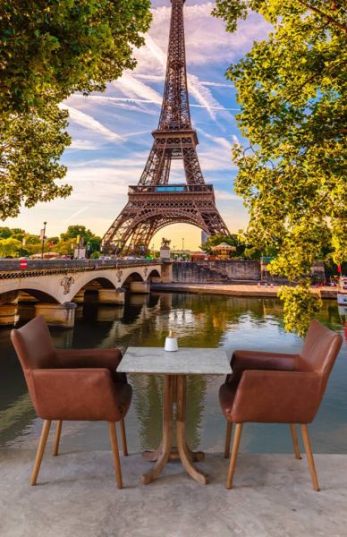 Afkorten achter logboek Eiffeltoren en de Seine - Fotobehang