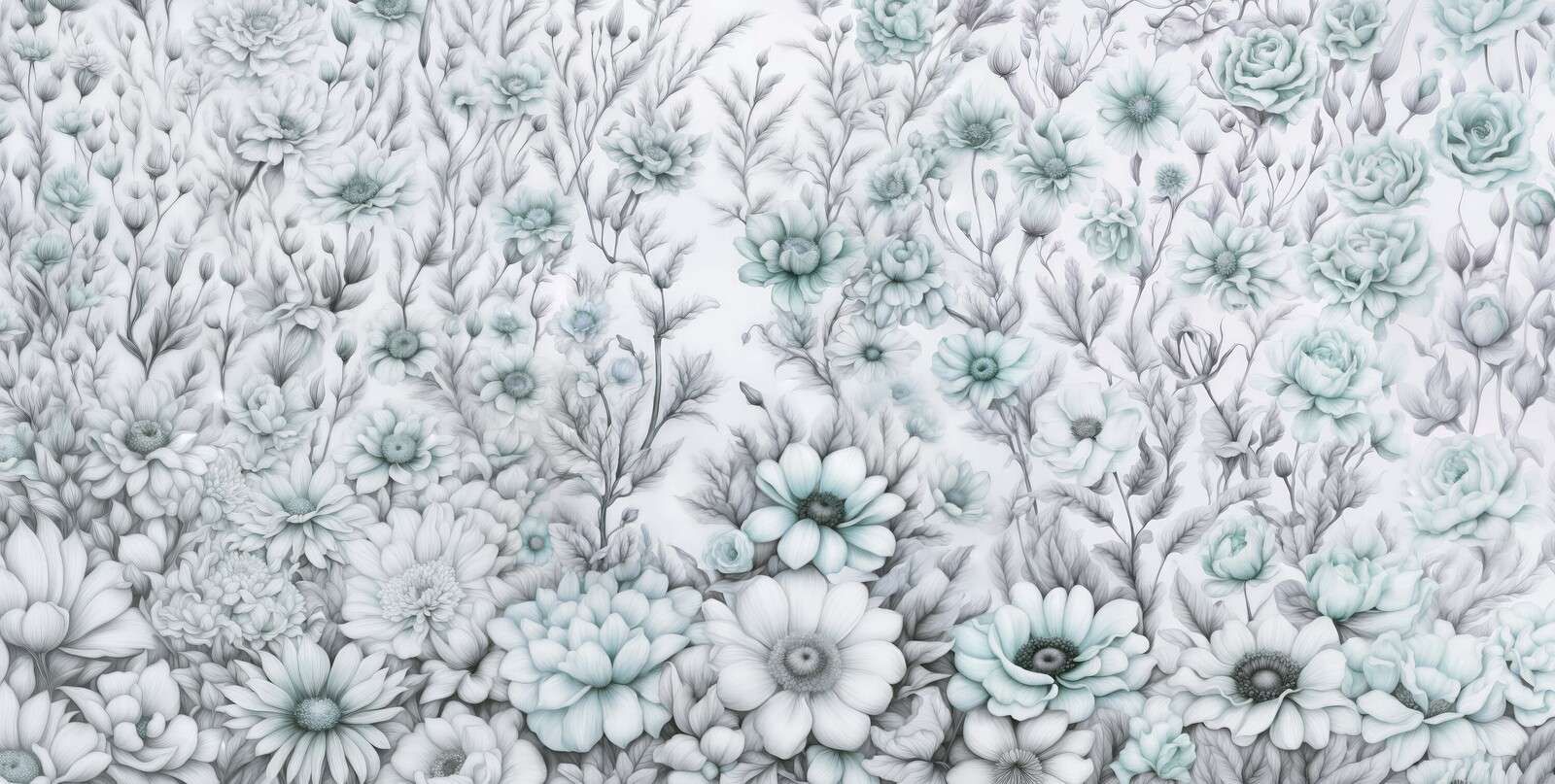 Floral romantic wall - blue