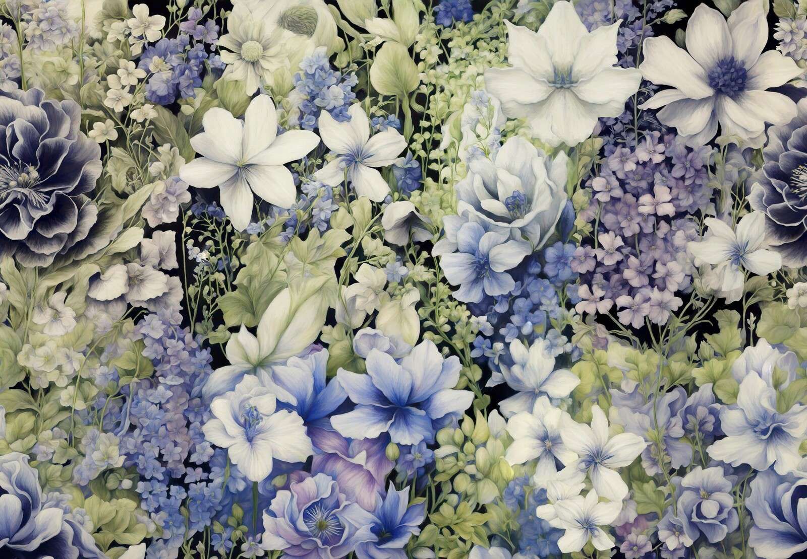 Flower festival seamless - blue