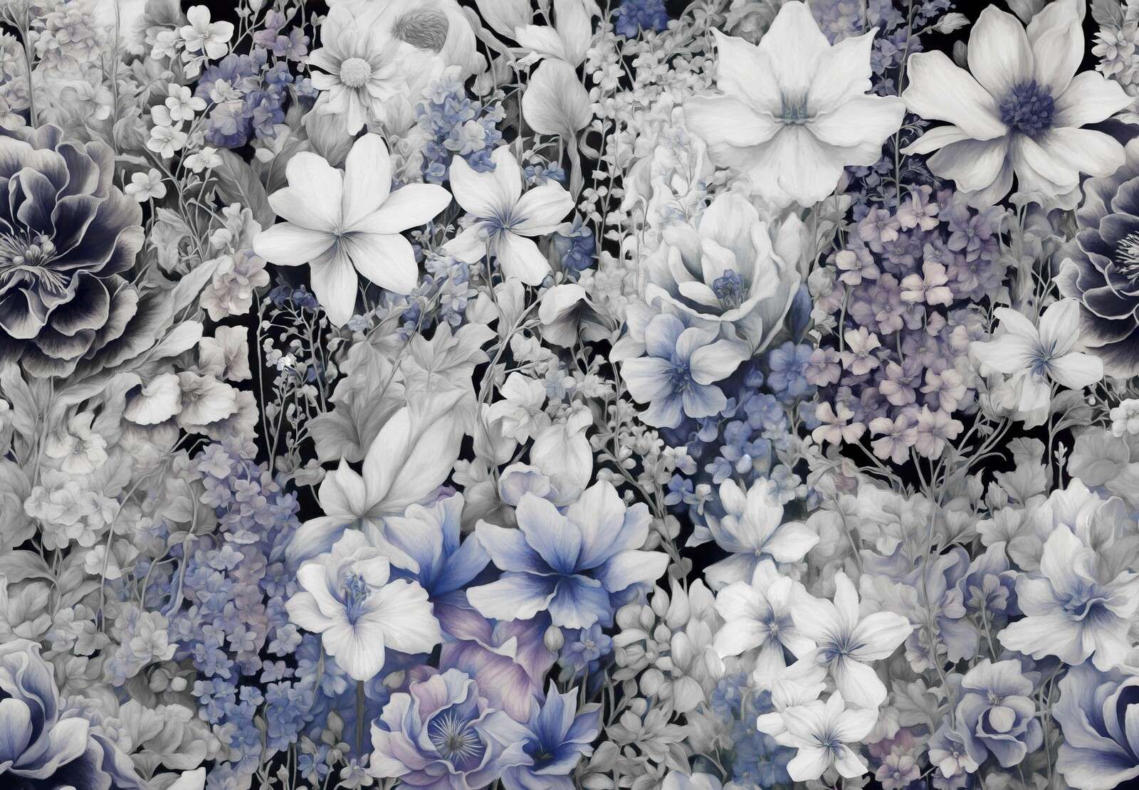 Flower festival seamless - dark blue